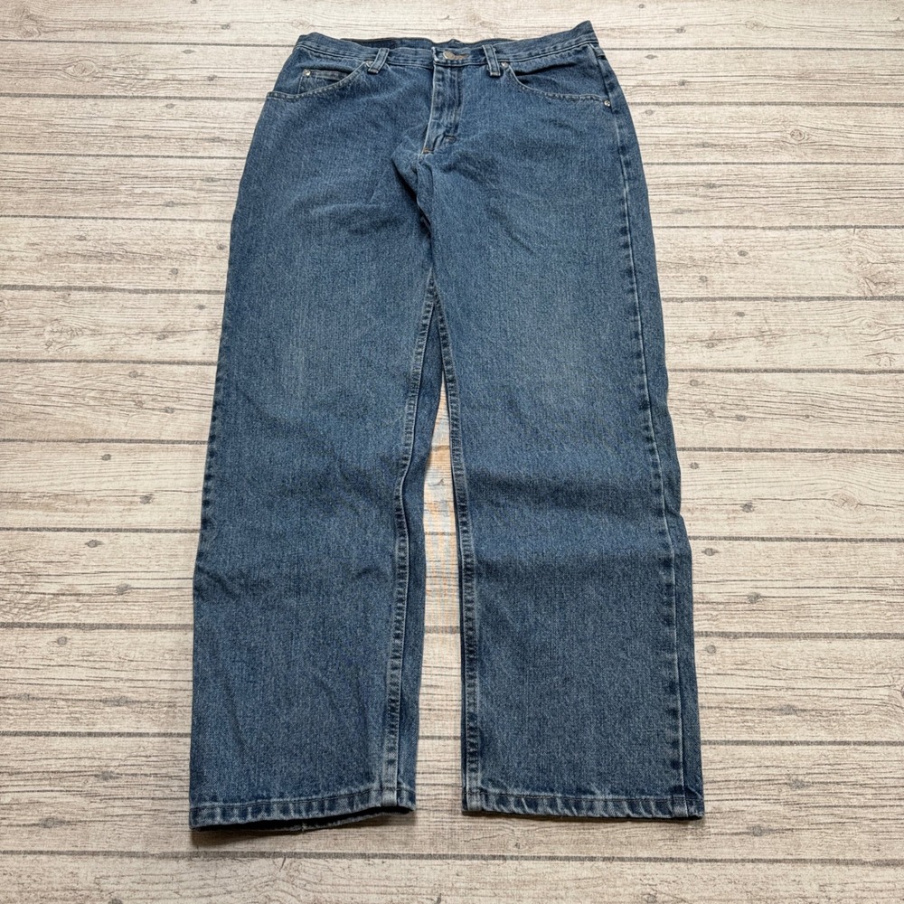Y2K Wrangler Authentic Jeans Men's 32x30 Blue Straight Leg Baggy Denim Workwear